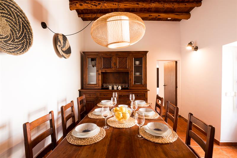 Dining room with a large wooden table